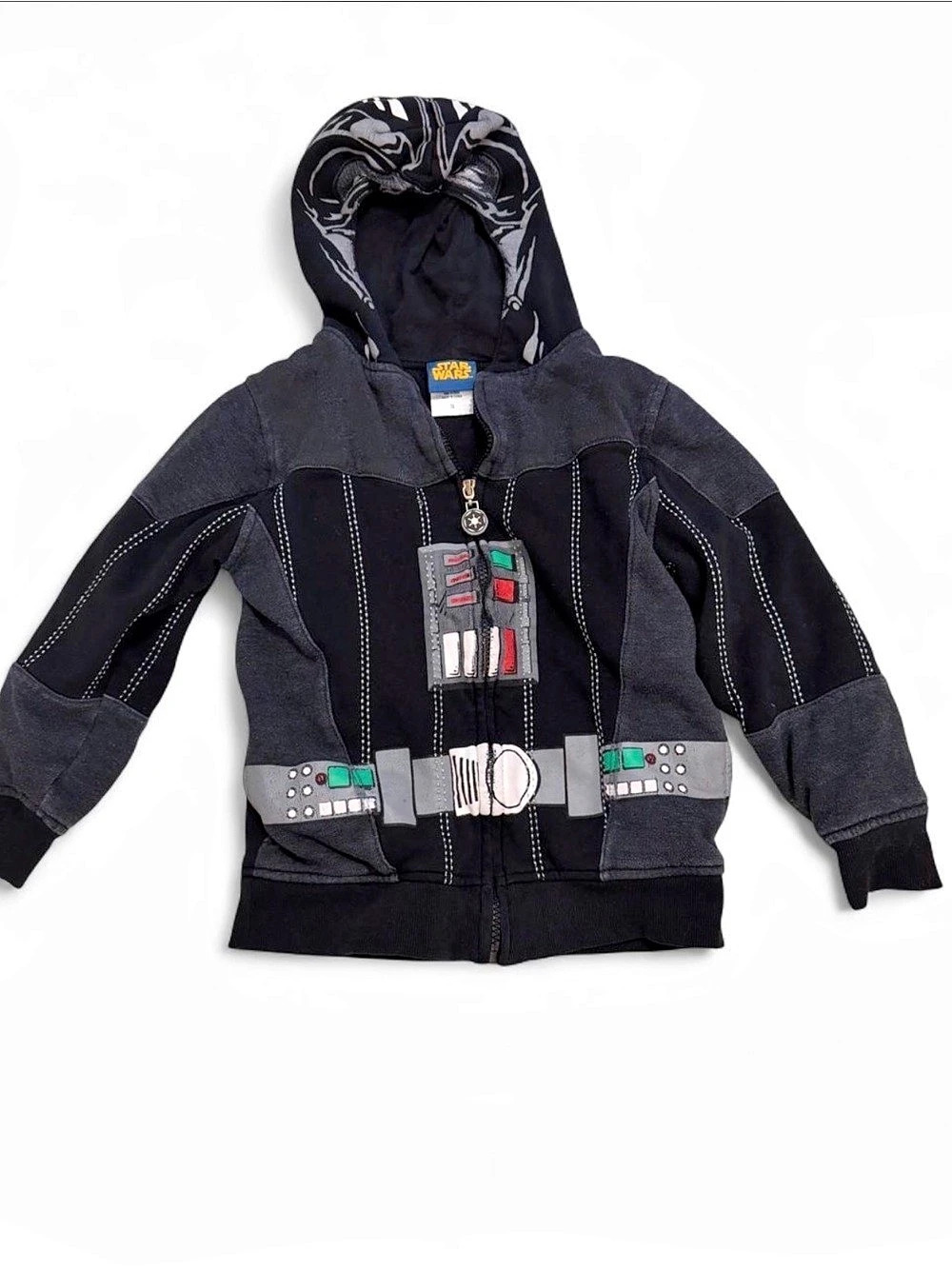 Star Wars Darth Vader Costume Zip-Up Hoodie Boys 7 Black & Gray